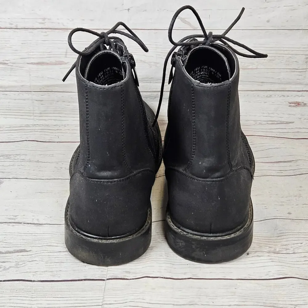 Unlisted Men's Black US 10.5 Brogue Lace Up Side Zip Wingtoe Boots Synthetic